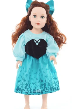 Little Adventures Doll Dress Mermaid Day Dress With Hair Bow> Doll Dress Ups