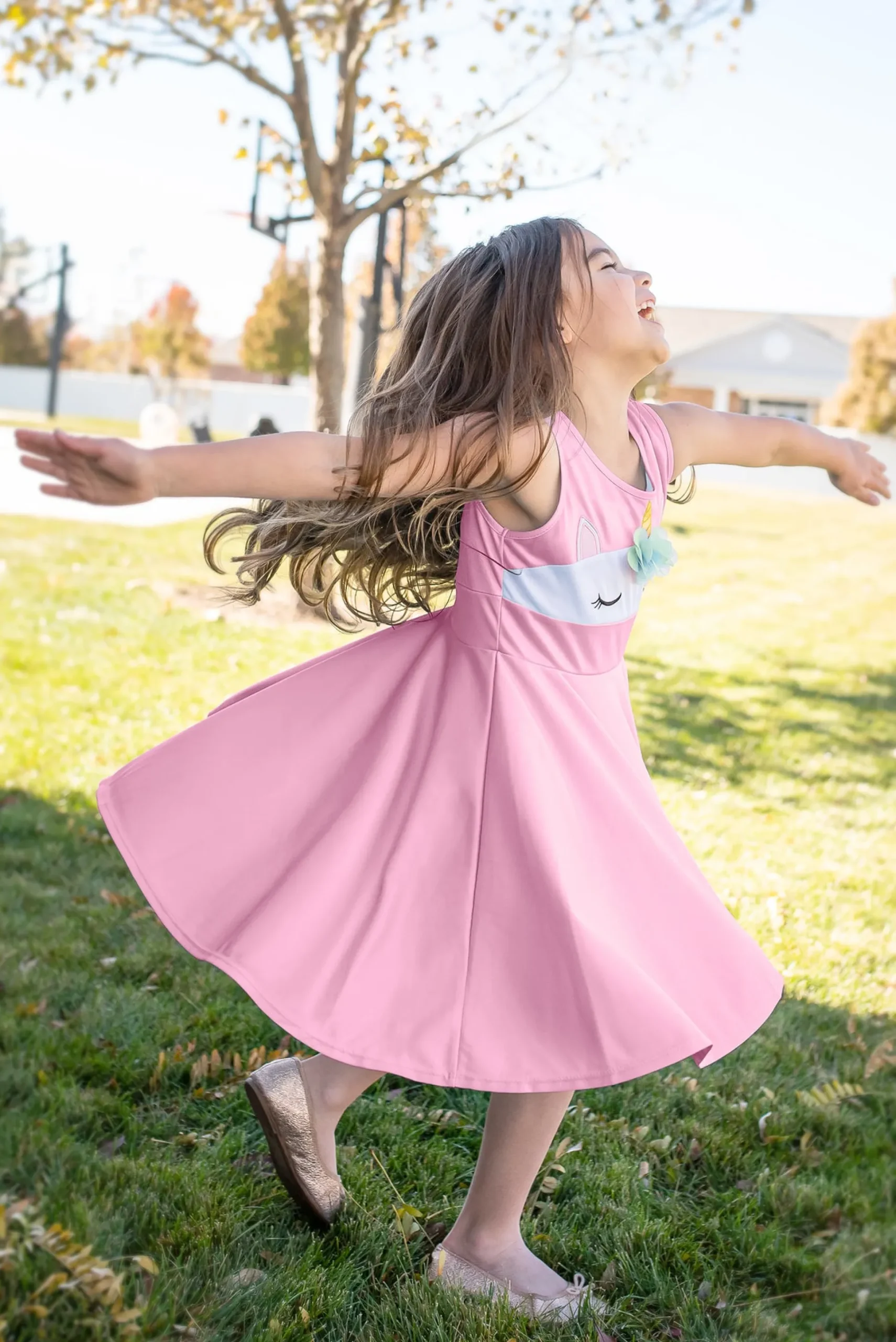 Little Adventures Unicorn Twirl Dress Pink> Twirl Dresses